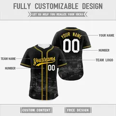Black White Reversible City Skyline Graffiti Stretch Baseball Jersey 3