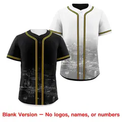Black White Reversible City Skyline Graffiti Stretch Baseball Jersey 8