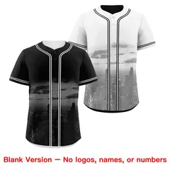 Black White Reversible City Skyline Graffiti Stretch Baseball Jersey 8