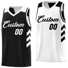 Black White Reversible Double Side Basketball Jersey