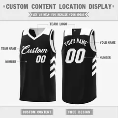 Black White Reversible Double Side Basketball Jersey 5