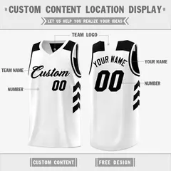 Black White Reversible Double Side Basketball Jersey 6