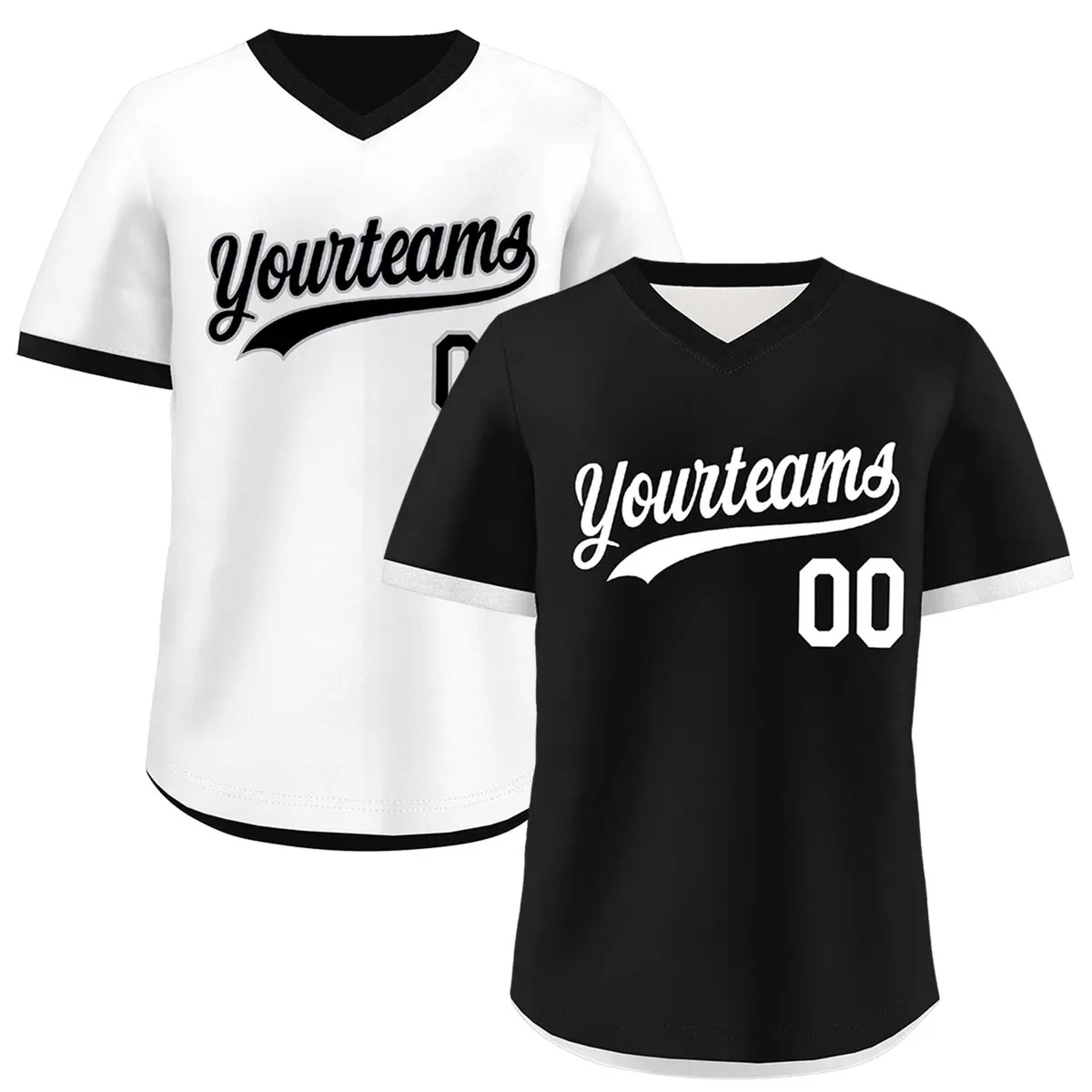 Black White Reversible Pullover Baseball Jersey