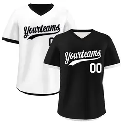 Black White Reversible Pullover Baseball Jersey