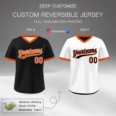 Black White Reversible Pullover Baseball Jersey 2