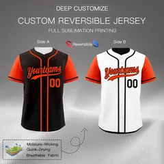 Black White Reversible Raglan Baseball Jersey 2