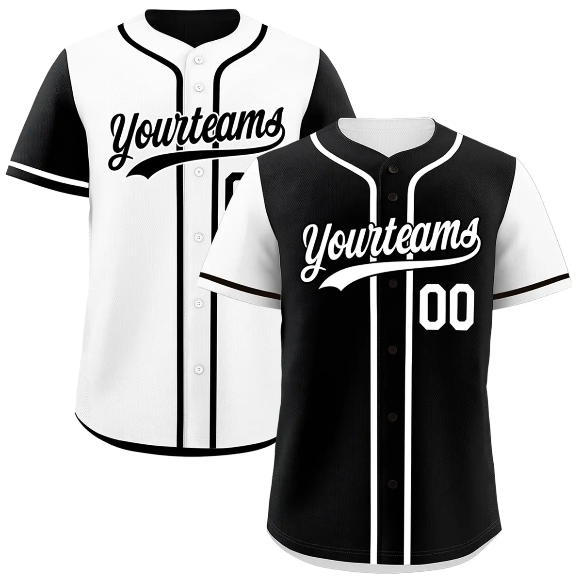 Black White Reversible Raglan Baseball Jersey