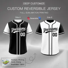 Black White Reversible Raglan Baseball Jersey 2