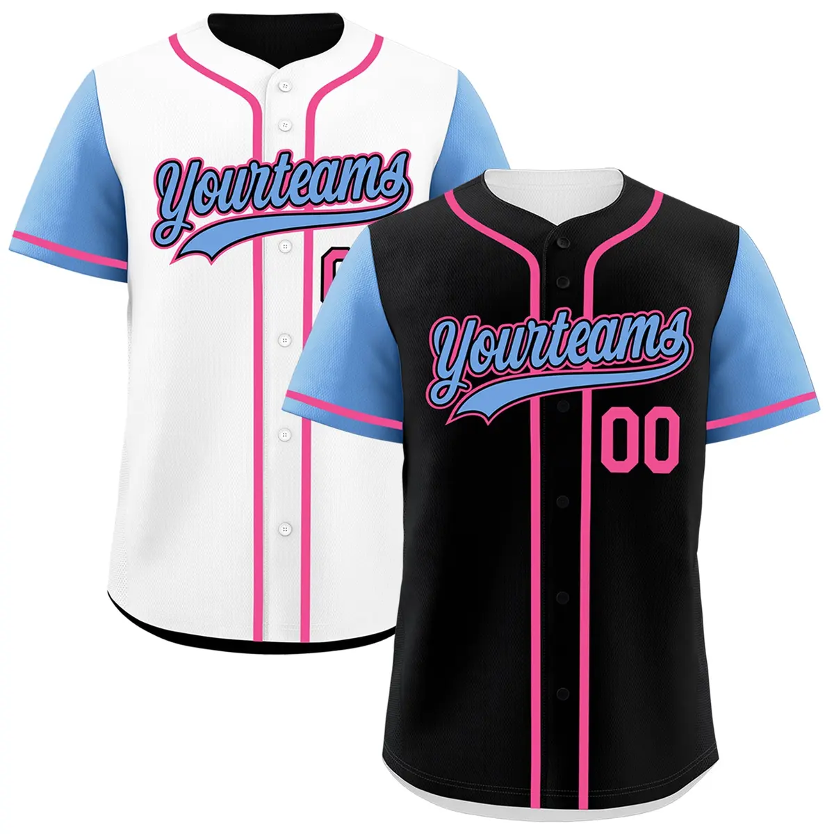 Black White Reversible Raglan Baseball Jersey