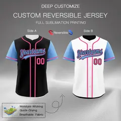 Black White Reversible Raglan Baseball Jersey 2