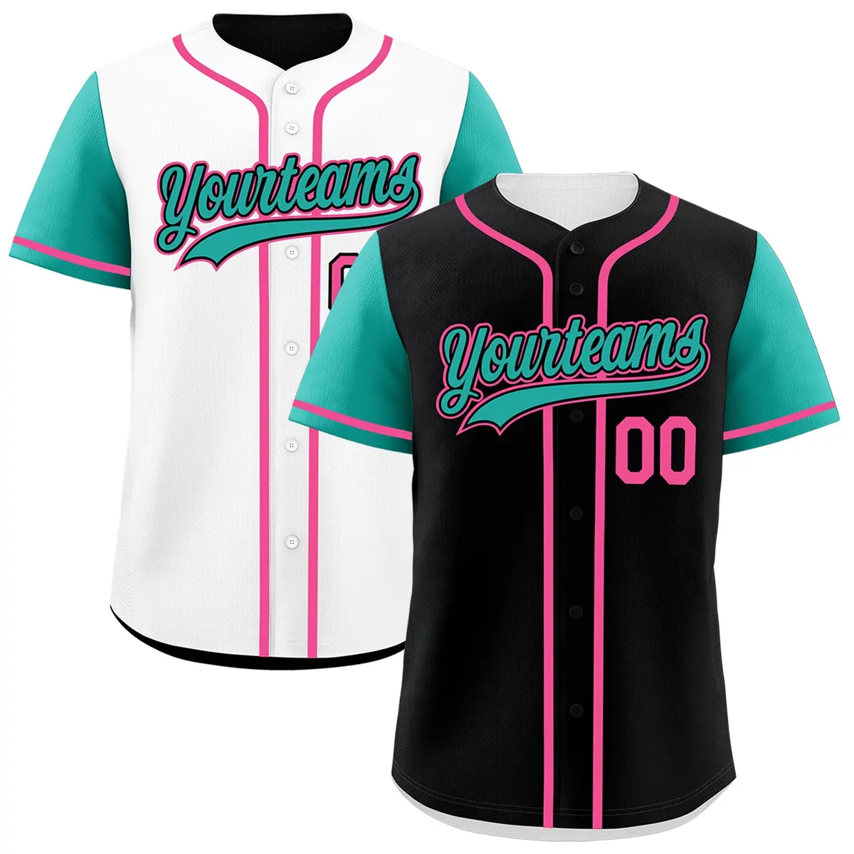 Black White Reversible Raglan Baseball Jersey