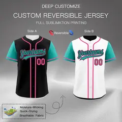 Black White Reversible Raglan Baseball Jersey 2