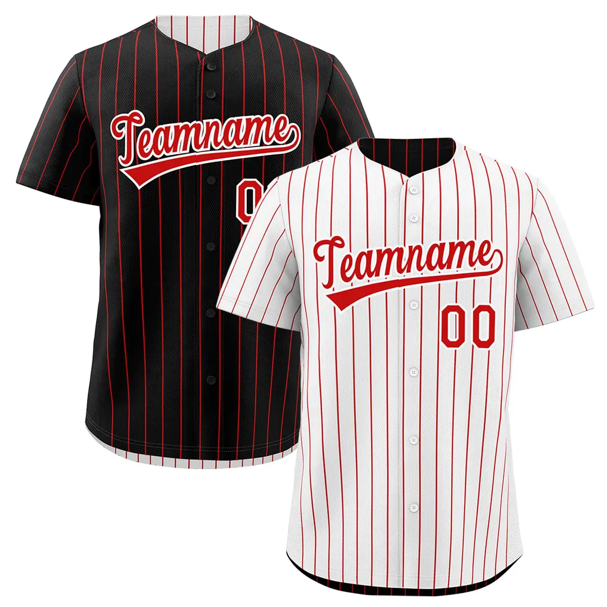 Black White Reversible Stripe Baseball Jersey