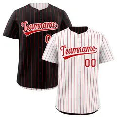 Black White Reversible Stripe Baseball Jersey