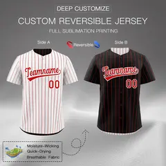 Black White Reversible Stripe Baseball Jersey 2