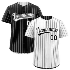 Black White Reversible Stripe Baseball Jersey