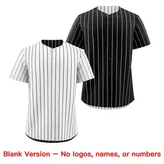 Black White Reversible Stripe Baseball Jersey 8