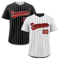 Black White Reversible Stripe Baseball Jersey