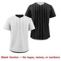Black White Reversible Stripe Baseball Jersey 8