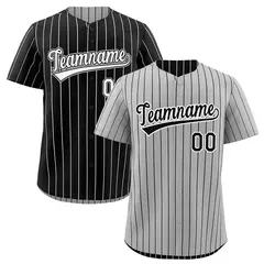 Black White Reversible Stripe Baseball Jersey