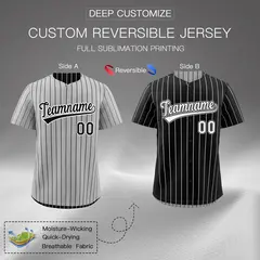 Black White Reversible Stripe Baseball Jersey 2