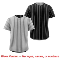 Black White Reversible Stripe Baseball Jersey 8