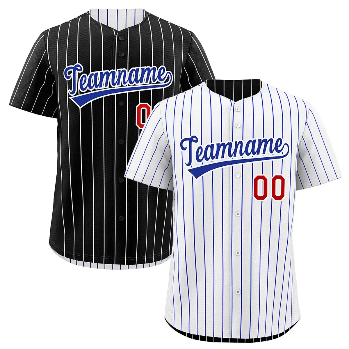 Black White Reversible Stripe Baseball Jersey