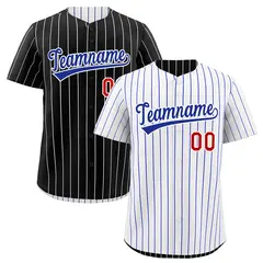 Black White Reversible Stripe Baseball Jersey 1