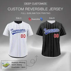Black White Reversible Stripe Baseball Jersey 2