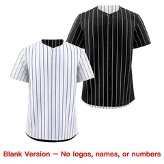 Black White Reversible Stripe Baseball Jersey 8