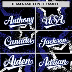 Black White Royal Blue Graffiti Star Ink Baseball Jersey 3