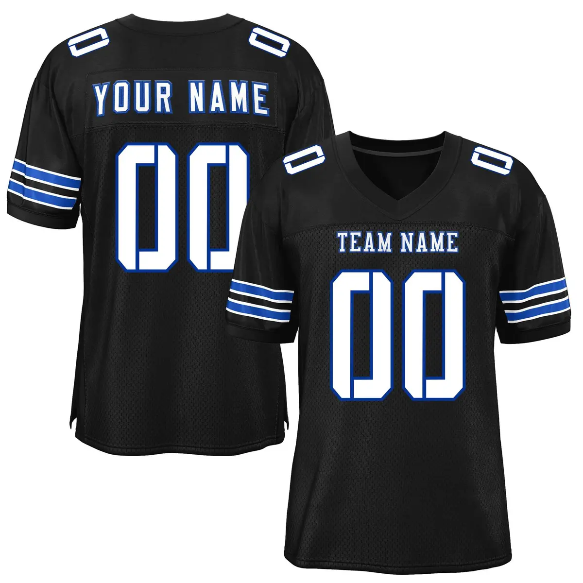 Black White-Royal Classic Mesh Football Jersey