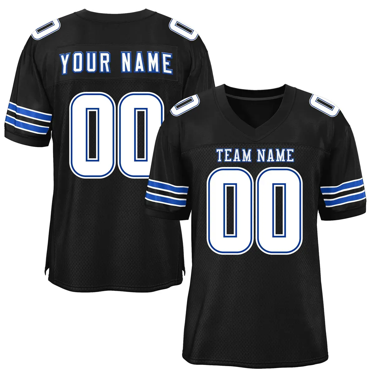Black White-Royal Classic Mesh Football Jersey
