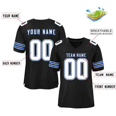 Black White-Royal Classic Mesh Football Jersey 2