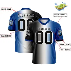 Black White-Royal Gradient Fashion Authentic Football Jersey 2