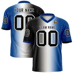 Black White-Royal Gradient Fashion Authentic Football Jersey 1
