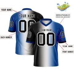 Black White-Royal Gradient Fashion Authentic Football Jersey 2