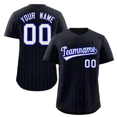 Black White-Royal Stripe Authentic Fashion Baseball Jersey