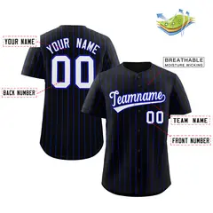 Black White-Royal Stripe Authentic Fashion Baseball Jersey 2