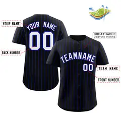 Black White-Royal Stripe Authentic Fashion Baseball Jersey 2