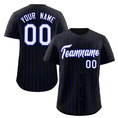 Black White-Royal Stripe Authentic Fashion Baseball Jersey
