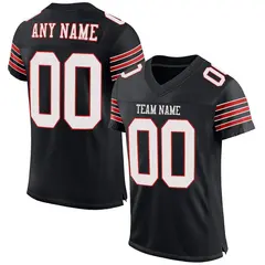 Black White-Scarlet Classic Style Mesh Football Jersey 1