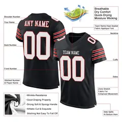 Black White-Scarlet Classic Style Mesh Football Jersey 2