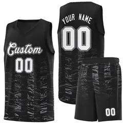 Black White Scratches Pattern Sports Basketball Jersey