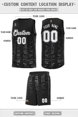 Black White Scratches Pattern Sports Basketball Jersey 2