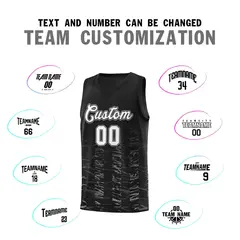 Black White Scratches Pattern Sports Basketball Jersey 3