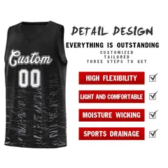 Black White Scratches Pattern Sports Basketball Jersey 4