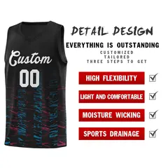 Black White Scratches Pattern Sports Basketball Jersey 4