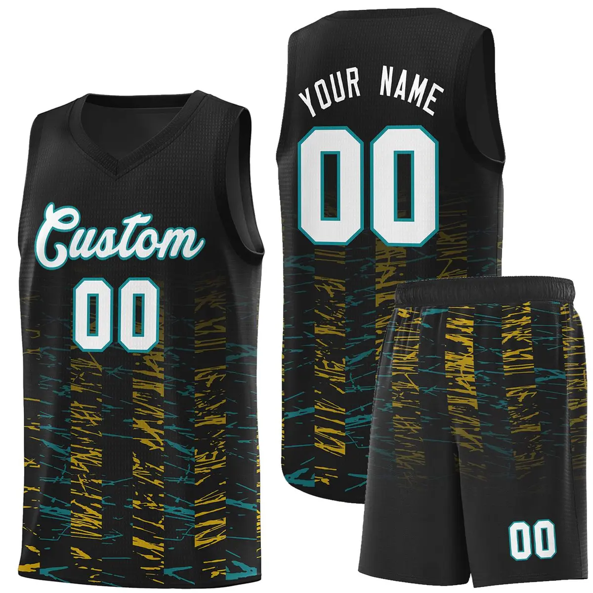 Black White Scratches Pattern Sports Basketball Jersey