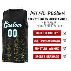 Black White Scratches Pattern Sports Basketball Jersey 4